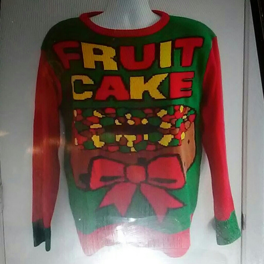 Ugly Christmas Fruitcake Sweater L Unisex